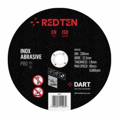 DART Red Ten SS/Inox 115mm Abrasive Disc - PER DISK DB0512, DART, RED, TEN, SSINOX, 115MM, ABRASIVE, DISK, PACK, 25PER, 25PROFESSIONAL, HIGH, QUALITY, RESIN, BONDED, ABRASIVE, DISCS, SUITABLE, USE, ANGLE