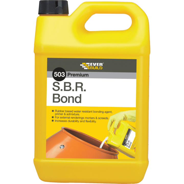 503 S.B.R BOND -  - 5L  SBR5L, 503, S.B.R, BOND, 25LTR, SBR, BOND, LATEX, BASED, WATER, RESISTANT, BONDING, AGENT, ADMIXTURE, USE, AREAS, SUBJECT, HUMIDITY, DAMPNESS, AND, CONTINUOUS