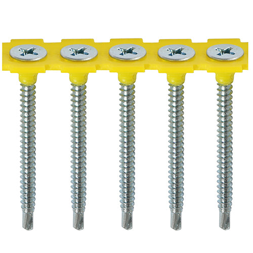 Collated Drywall S/DRILL Zinc 3.5 x 45 - 1 1000 PCS - Box 00045COLLSD, TIMCO, COLLATED, DRYWALL, SELFDRILLING, BUGLE, HEAD, SILVER, SCREWS, 3.5, X, 45SELFDRILLING, POINT, AID, FIXING, PLASTERBOARD, TO, WALLCEILING, TRACK, SYSTEMS, MAX.