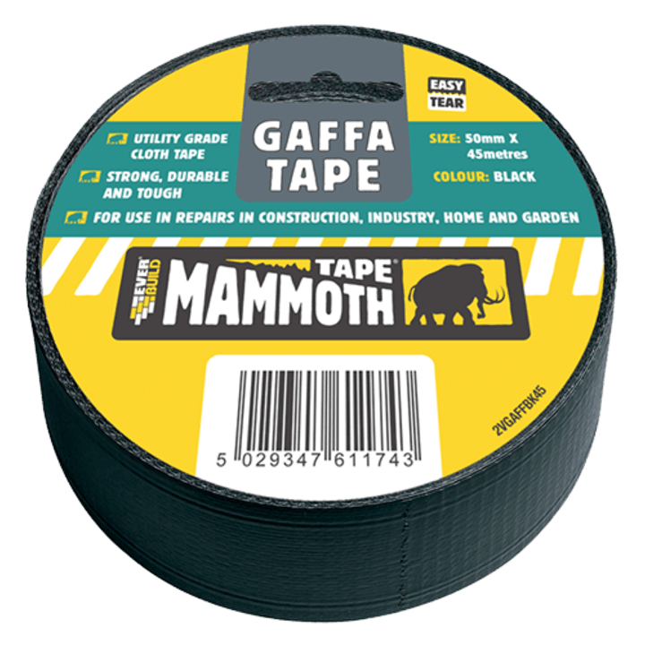 GAFFA TAPE SILVER 50MM -  - 45MTR  2VGAFFSV45, BUILDERS, PVC, TAPE, 50MM, X, 33MTR, BLACKEVERBUILD, MAMMOTH, BUILDERS, PVC, TAPE, STRONG, TAPE, VERSATILE, ADHESIVE, IDEAL, JOINTING, PVC, POLYTHENE, SHEETS