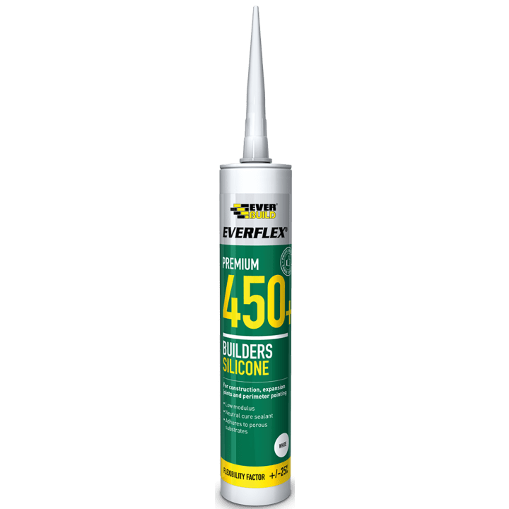 SILICONE 450 WHITE - White - 300ML  450WE, SILICONE, 450, BUILDERS, SILICONE, FOIL, PACK, 600ML, TRANSEVERFLEX, SILICONE, 450, PREMIUM, BUILDERS, SILICONE, LOW, MODULUS, NEUTRAL, CURE, RTV, SILICONE, SEALANT