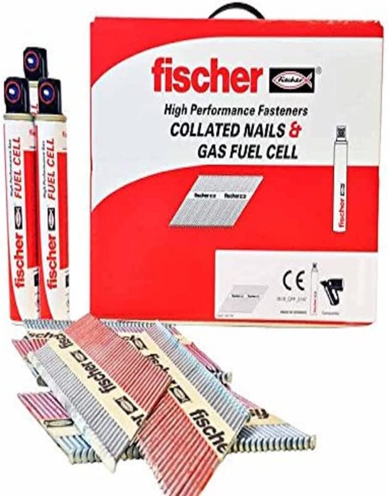 534703 - Fischer 51mm Galvanised Ring Gas Nails (3300) 51MMGALV, FISCHER, GALVANISED, RING, GAS, NAILS
 AVAILABLE, SIZES, 
 51MM, 3300
 63MM, 3300
 75MM, 2200
 90MM, 2200
 THE, FISCHER, NAIL, FUEL, PACK, CONTAINS, GAS