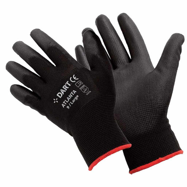 Black PU Glove Size XL (10)  ATLANTA-XL, HANDMAX, BLACK, PU, GLOVE, SIZE, XL, 10PER, 1A, SEAMLESS, KNITTED, 13G, BLACK, POLYESTER, GENERAL, PURPOSE, GLOVE, DESIGNED, TIGHT, FITTING, TO