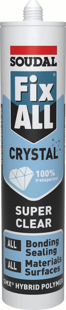 290mL Fix All Crystal UK  118779, FIX, CRYSTAL, 290ML100%, CRYSTAL, CLEAR, SEALANT, ADHESIVE, FILLER, BASED, SMX, HYBRID, POLYMER, TECHNOLOGY, SUITABLE, INTERNAL, AND, EXTERNAL, USE, CAN, APPLIED, ALL