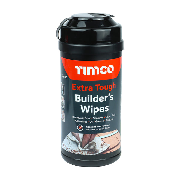 Extra Tough Builders Wipes 100 Wipes - 100 100 PCS - Tub SCRUB, TIMCO, EXTRA, TOUGH, BUILDERS, WIPES, 100, WIPESMULTIUSE, WIPES, FORMULATED, CLEAN, REMOVE, WET, AND, SEMICURED, PAINT, GREASE, GLUES, SEALANT, ADHESIVE, BITUMEN,