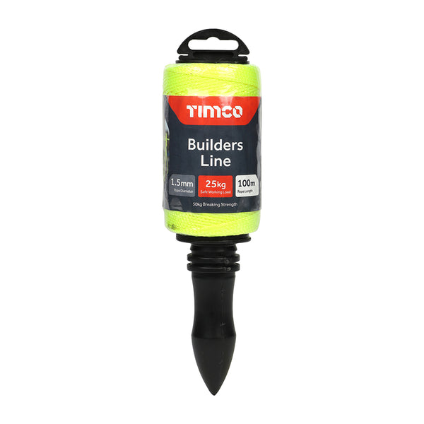 Brick Line Yellow - Winder 1.5mm x 100m - 1 EA - Unit YBL100W, TIMCO, NYLON, BUILDERS, LINE, WINDER, YELLOW, 1.5MM, X, 100MIDEAL, STAKING, SITES, PRIOR, CONCRETING, LANDSCAPING, BRICKLAYING, USED, GUIDELINES, FOR, BUILDING,