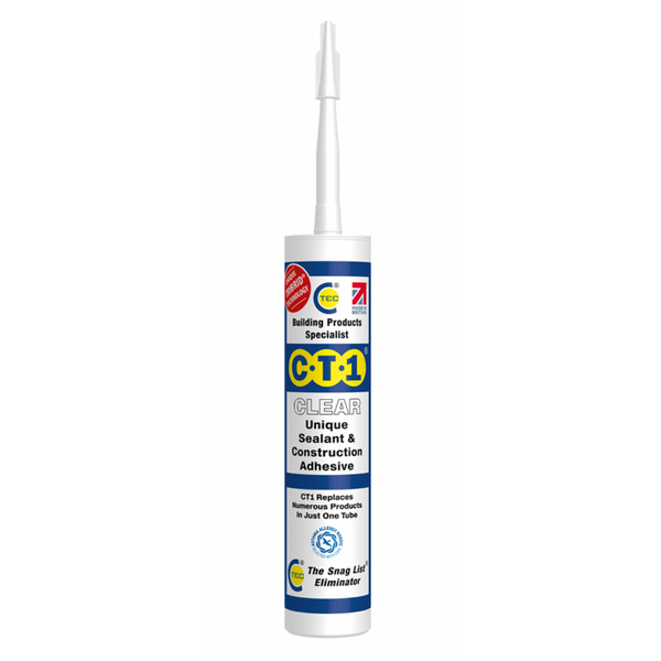 CT1 Clear Sealant & Adhesive 290ml Cartridge CLEAR, CT1, WILL, SUCCESSFULLY, BOND  METALS, INCLUDING, LEAD GLASS MIRRORS WOOD POLYSTYRENE UNIQUE, ADHESION, VIRTUALLY, MATERIAL, APPLICATIONS, WITHOUT, NEED, ADDITIONAL