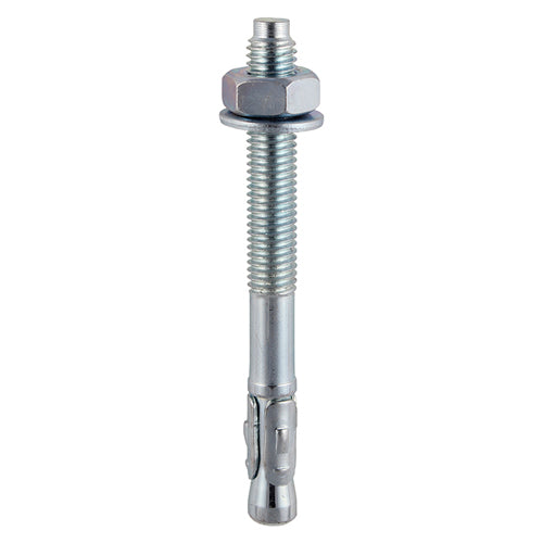 Throughbolt - BZP M8 x 100 - 50 PCS (Box) 50 PCS - Box 08100TB, TIMCO, THROUGHBOLTS, SILVER, M8, X, 100A, VERSATILE, TORQUE, CONTROLLED, FIXING, USE, WIDE, RANGE, ANCHORING, APPLICATIONS, CONCRETE, COMPLETE, HEX, FULL, NUT