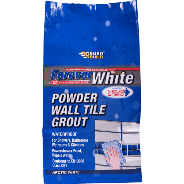 F/WHITE POW WALL TILE GROUT NEW BAG -  - 1  FWPOWGROUT1, FOREVER, WHITE, POWDER, WALL, TILE, GROUT, 3KG, ARCTIC, WHITEFOREVER, WHITE, POWDER, WALL, TILE, GROUT, CEMENT, BASED, POWDERED, GROUTING, COMPOUND, ADDED