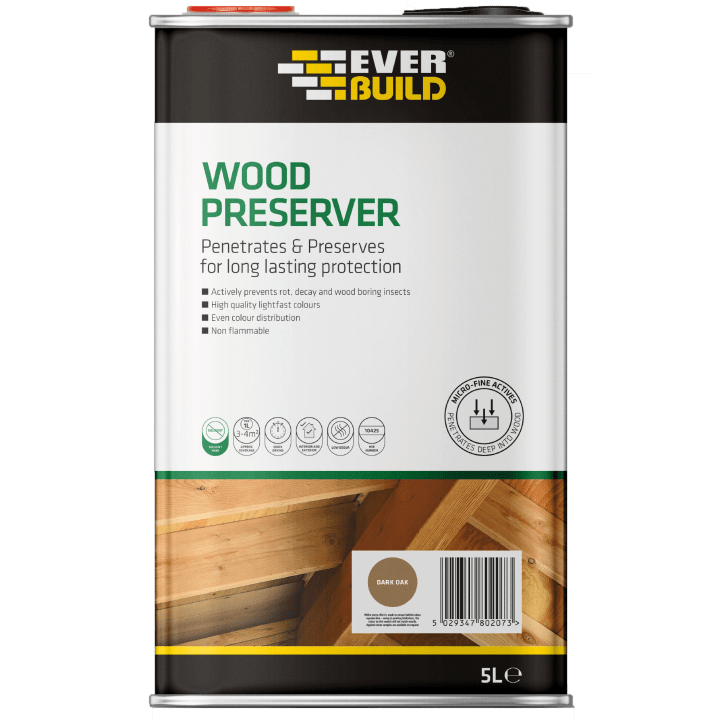 CLEAR WOOD PRESERVER -  - 25L  LJCR25, WOOD, PRESERVER, 5LTR, DARK, OAKLUMBERJACK, WOOD, PRESERVER, LOW, SOLVENT, LOW, ODOUR, SOLUTION, BASED, MICROFINE, ACTIVE, TECHNOLOGY, FUNGICIDES, ALGAECIDES, PRESENT