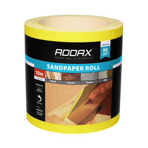 Sandpaper Roll Yellow P80 115mm x 10m - 1 1 EA - Roll 231999, TIMCO, SANDPAPER, ROLL, 80, GRIT, YELLOW, 115MM, X, 10MMANUFACTURED, LIGHTWEIGHT, 180G, BACKING, PAPER, FLEXIBILITY, MALLEABILITY, WITHOUT, TEARING, AND, CRACKING, PREMIUM