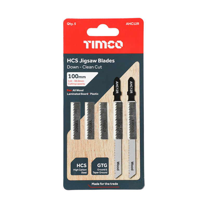 Jigsaw Blade for Wood T101BR - 5 PCS (Pack 5 PCS - Pack AHC12R, TIMCO, JIGSAW, BLADES, WOOD, CUTTING, HCS, BLADES, T101BRTHESE, HIGH, CARBON, STEEL, HCS, JIGSAW, BLADES, PROVIDING, STRAIGHT, CLEAN, CUT, SUITABLE, SOFTWOOD,