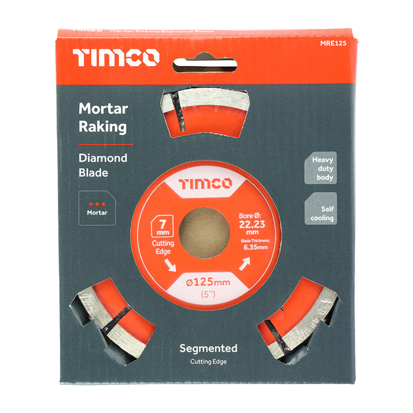 GP Mortar Raking Diamond Blade 125 x 22.2 1 EA - Box MRE125, TIMCO, GENERAL, PURPOSE, MORTAR, RAKING, DIAMOND, BLADE, 125, X, 22.2A, HIGH, QUALITY, MORTAR, RAKING, DIAMOND, BLADE, MANUFACTURED, PREMIUM, DIAMOND, SEGMENTS