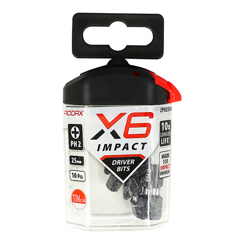 X6 Impact Phillips Driver Bit No.2 x 25 - 10 PCS - Handy Bit Pack 2PH25X6, TIMCO, X6, IMPACT, PHILLIPS, DRIVER, BIT, NO.2, X, 25THIS, NEW, GENERATION, IMPACT, DRIVER, TECHNOLOGY, EMBRACED, LATEST, METALLURGY, RESEARCH, METAL, COMPOSITION