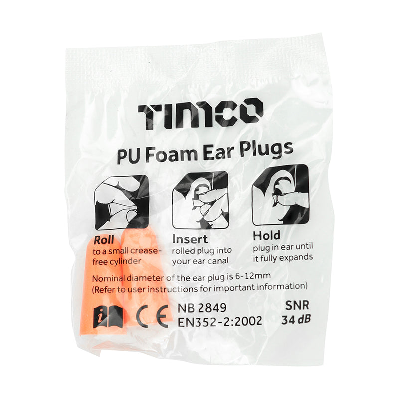PU Foam Ear Plugs BOX One Size - 200 PCS (  770049, TIMCO, DISPOSABLE, PU, EAR, PLUGS, 200, PAIRS, ONE, SIZEMANUFACTURED, LIGHTWEIGHT, FLEXIBLE, POLYURETHANE, FOAM, GIVE, UNOBTRUSIVE, COMFORTABLE, FIT, TAPERED, BODY, AND
