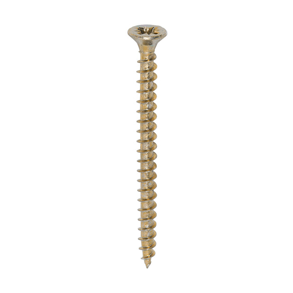Solo Woodscrew CSK - ZYP (IND) 4.0 x 50 -  40050SOLOIND, TIMCO, SOLO, COUNTERSUNK, GOLD, WOODSCREWS, 4.0, X, 50A, SINGLE, THREAD, WOODSCREW, MAINLY, USED, VARIOUS, TYPES, TIMBER, MANMADE, BOARDS, MASONRY, USE