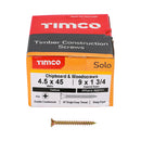 Solo Woodscrew PZ2 CSK ZYP 4.5 x 45 - 200 200 PCS - Box 45045SOLOC, TIMCO, SOLO, COUNTERSUNK, GOLD, WOODSCREWS, 4.5, X, 45A, SINGLE, THREAD, WOODSCREW, MAINLY, USED, VARIOUS, TYPES, TIMBER, MANMADE, BOARDS, MASONRY, USE