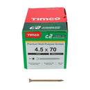 C2 Strong-Fix PZ2 CSK ZYP 4.5 x 70 - 200 P 200 PCS - Box 45070C2, TIMCO, C2, STRONGFIX, MULTIPURPOSE, PREMIUM, COUNTERSUNK, GOLD, WOODSCREWS, 4.5, X, 70A, PREMIUM, MULTIMATERIAL, SCREW, C2, TWINCUT, TECHNOLOGY, DUAL, ANGLE, FULL