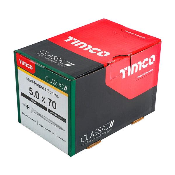 Classic Screw PZ2 CSK ZYP 5.0 x 70 - 200 P 200 PCS - Box 50070CLAF, TIMCO, CLASSIC, MULTIPURPOSE, COUNTERSUNK, GOLD, WOODSCREWS, 5.0, X, 70SPECIFICALLY, DESIGNED, MULTIPURPOSE, PRODUCT, 25, , , SHARP, POINT, SPECIAL