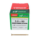 C2 Strong-Fix PZ2 CSK ZYP 5.0 x 80 - 200 P 200 PCS - Box 50080C2, TIMCO, C2, STRONGFIX, MULTIPURPOSE, PREMIUM, COUNTERSUNK, GOLD, WOODSCREWS, 5.0, X, 80A, PREMIUM, MULTIMATERIAL, SCREW, C2, TWINCUT, TECHNOLOGY, DUAL, ANGLE, FULL
