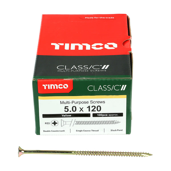 Classic Screw PZ2 CSK ZYP 5.0 x 120 - 100 100 PCS - Box 50120CLAF, TIMCO, CLASSIC, MULTIPURPOSE, COUNTERSUNK, GOLD, WOODSCREWS, 5.0, X, 120SPECIFICALLY, DESIGNED, MULTIPURPOSE, PRODUCT, 25, , , SHARP, POINT, SPECIAL