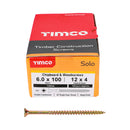 Solo Woodscrew PZ3 CSK ZYP 6.0 x 100 - 100 100 PCS - Box 60100SOLOC, TIMCO, SOLO, COUNTERSUNK, GOLD, WOODSCREWS, 6.0, X, 100A, SINGLE, THREAD, WOODSCREW, MAINLY, USED, VARIOUS, TYPES, TIMBER, MANMADE, BOARDS, OR, MASONRY