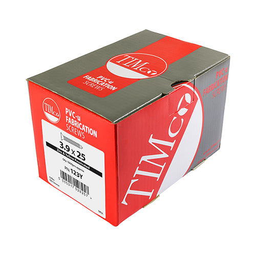 S/Drill PVC Screw CSK - ZYP 3.9 x 25 - 100 1000 PCS - Box 123Y, TIMCO, WINDOW, FABRICATION, SCREWS, COUNTERSUNK, PH, SELFTAPPING, SELFDRILLING, POINT, YELLOW, 3.9, X, 25MULTIPLE, USES, FITTING, VARIETY, HARDWARE, FRAMES, A, STEEL