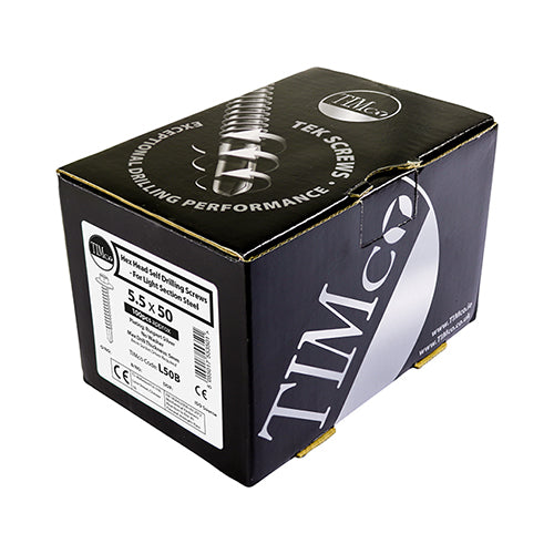 Hex Screw S/DRILL No3 EXT 5.5 x 38 - 100 P 100 PCS - Box L38B, TIMCO, SELFDRILLING, LIGHT, SECTION, SCREWS, EXTERIOR, SILVER, 5.5, X, 38HEX, HEAD, SELFDRILLING, SCREWS, JOINING, ROOFING, SHEETS, LIGHT, SECTION, STEEL, MAX.