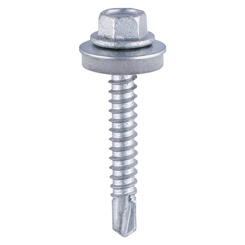 Hex Screw W16 S/DRILL No5 Zinc 5.5 x 32 - 100 PCS - Box ZH32W16B, TIMCO, SELFDRILLING, HEAVY, SECTION, SILVER, SCREWS, EPDM, WASHER, 5.5, X, 32USED, ATTACHING, METAL, HEAVY, SECTION, STEEL, MAX, 12MM, WITHOUT, NEED