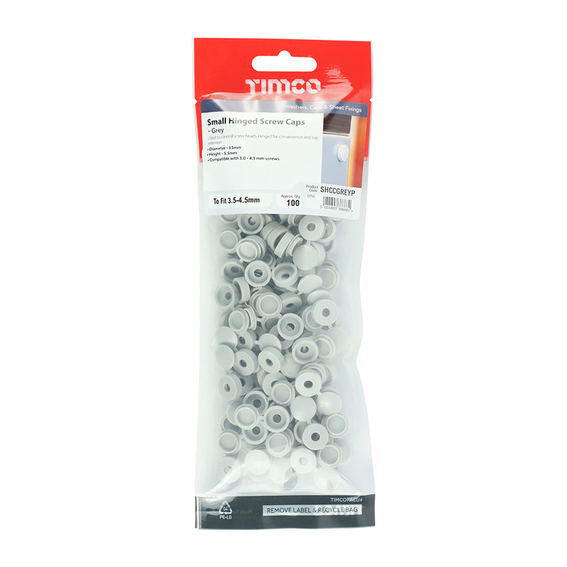 Small Hinged Screw Cap -L Grey To fit 3.0 100 PCS - TIMpac SHCCGREYP, TIMCO, HINGED, SCREW, CAPS, SMALL, LIGHT, GREY, FIT, 3.0, TO, 4.5, SCREWFOR, COSMETIC, USE, TO, CONCEAL, SCREWS, HINGED, TO, AID