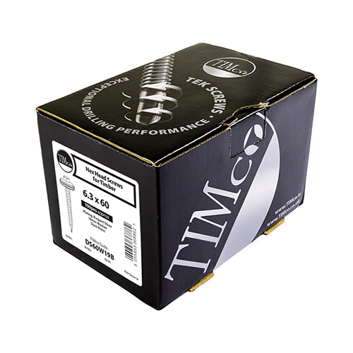 Hex Screw W16 Slash EXT 6.3 x 32 - 100 PCS 100 PCS - Box DS32W16B, TIMCO, SLASH, POINT, SHEET, METAL, TIMBER, SCREWS, EXTERIOR, SILVER, EPDM, WASHER, 6.3, X, 32DESIGNED, TO, ATTACH, SHEET, METAL, MAX, 0.8MM
