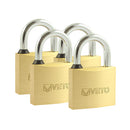 Brass Padlock x 4 (Key Alike) 40mm - 4 PCS 4 PCS - Blister Pack P40KA, TIMCO, BRASS, PADLOCKS, KEY, ALIKE, 40MMSET, FOUR, IDENTICAL, BRASS, PADLOCKS, KEY, CODE, FOUR, KEYS, ENCLOSED, WILL, FIT, LOCK, WITHIN, PACK.