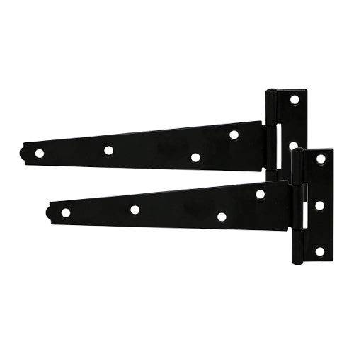 Light Tee Hinge Pair Black 12" - 1 EA (Pla 1 EA - Plain Bag 442268, TIMCO, LIGHT, TEE, HINGES, BLACK, 12"IDEAL, LIGHTWEIGHT, LOW, USE, GATES, SHEDS, ANIMAL, HUTCHES, NOTE, DOORSGATES, 2130MM, , 7FT, HEIGHT, FITTED