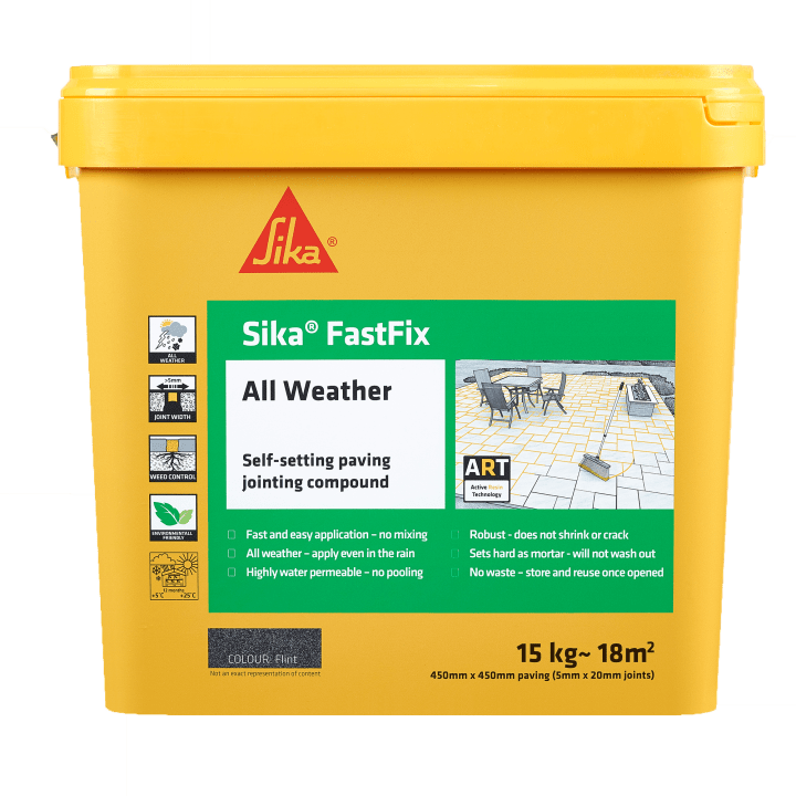 SIKA FASTFIX ALL WEATHER DEEP GREY -  - 14  SKFFIXDPGY14, SIKA, FASTFIX, WEATHER, 15KG, STONESIKA, FASTFIX, ALL, WEATHER, SELFSETTING, PAVING, JOINTING, COMPOUND, PROVIDING, IDEAL, SOLUTION, POINTING, PAVING, PATHS, PATIOS.
 WITH