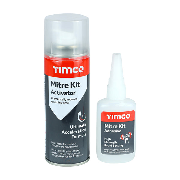 Instant Bond Mitre Kit 200ml / 50g - 1 EA 1 EA - Clamshell 247321, TIMCO, INSTANT, BOND, MITRE, KIT, 200ML, , 50GMITRE, SUPERGLUE, FAST, SETTING, APPROX, 90, SECS, MEDIUM, HIGH, STRENGTH, PURPOSE, ADHESIVE,  USE